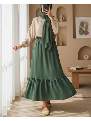 1886 Uzun Örme Etek - Zümrüt Yeşili