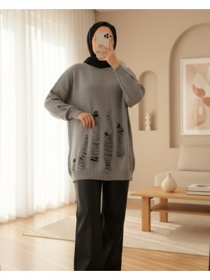 Kadın Yırtıklı Triko Tunik  - 32034TUN