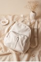 Woven Strap Double Zip Women's Backpack -White