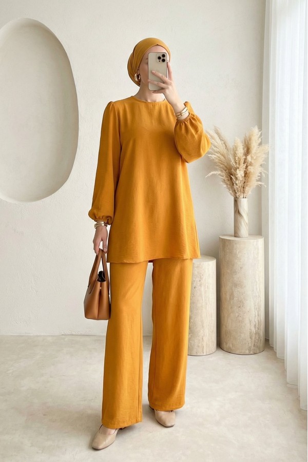 Ayrobin Tunik Pantolon Alt Üst Takım 6712 - Hardal