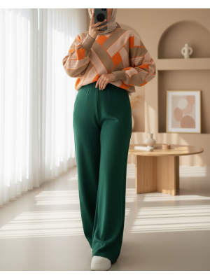 Loose Knit Trousers   -Emerald