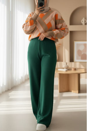 Loose Knit Trousers   -Emerald