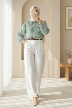 Striped Shirt with Stone and Bead Detail on Top -Black