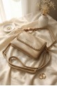 Chain-Edged Flap Scarf Detailed Compartment Shoulder Bag -Mink color