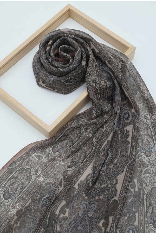 Authentic Striped Traditional Design Cotton Scarf - Soil