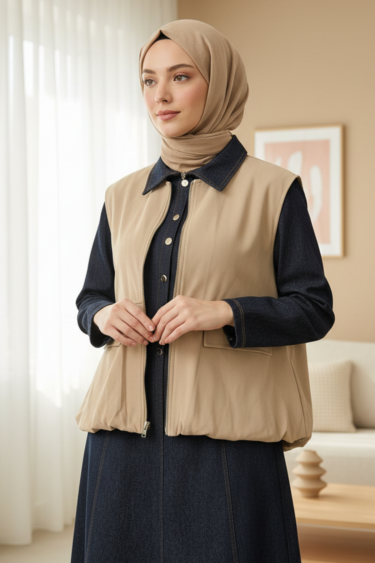 Women's Suede Vest with Pocket Detail  