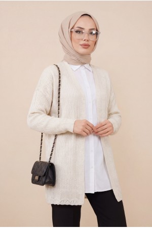 سترة مخرمة مع تنورة منقوشة -حجر