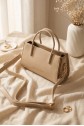 Minimalist Design Double Handle Long Shoulder Bag -Mink color