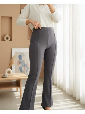 Elastic Waist Lycra Spanish Trousers -Smoked 