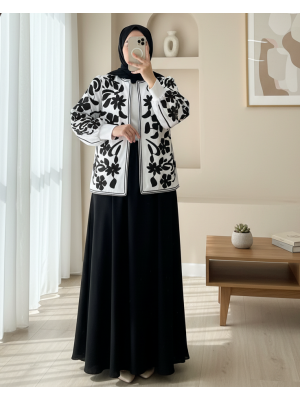 Kolu Ve Önü Nakışlı Astarlı Ceket -Beyaz