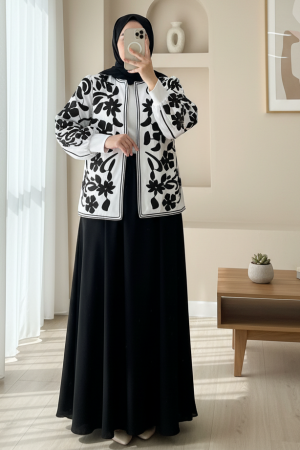 Embroidered Sleeve and Front Lined Jacket -White