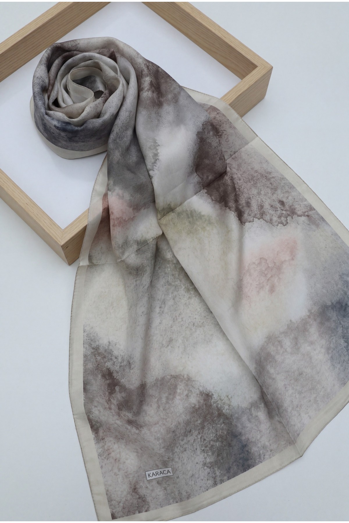 Marble Patterned Voile Scarf -Mink color