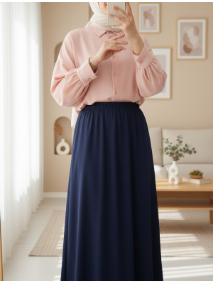 Beli Bağcıklı Lastikli Çift Cep Penye Etek -Laci