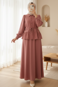 Parçalı Büzgülü Bluz Etekli Takım -G.Kurusu