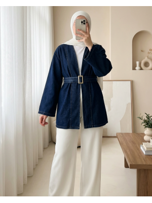 Beli Kemerli Kot Kimono -Laci