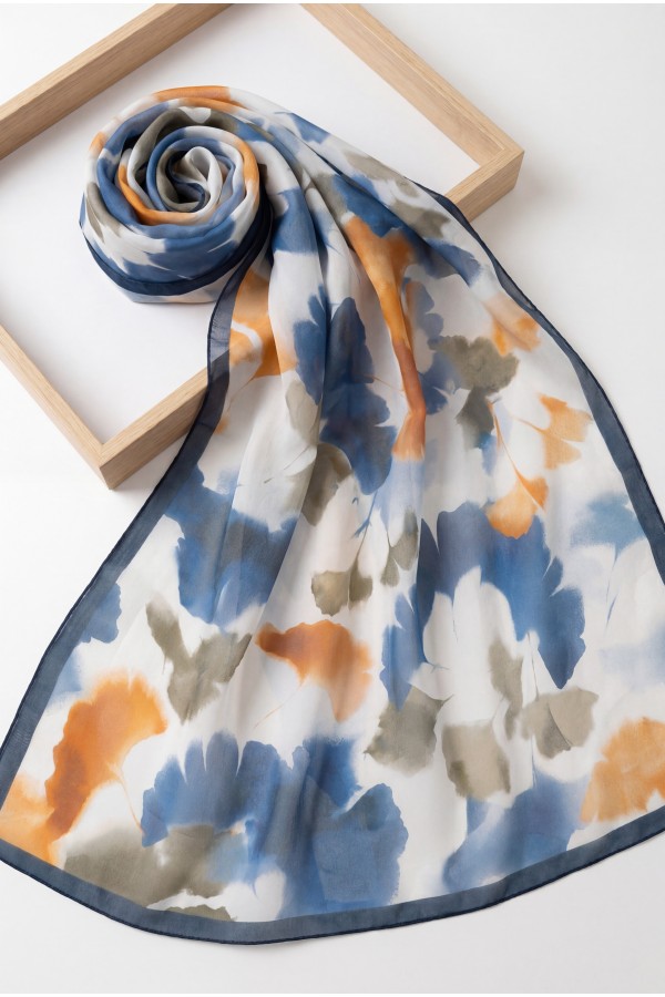 Abstract Floral Voile Shawl -Oil color