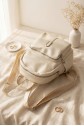 Woven Strap Double Zip Women's Backpack -Cream color