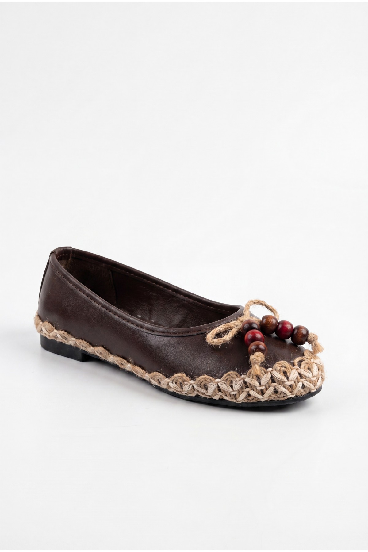Ilwe Brown Leather Ballet Flats