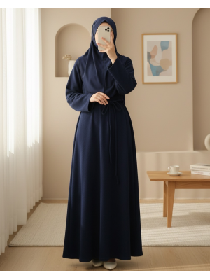 Beli Drapeli Çift Bağcıklı  Selanik Uzun Elbise -Laci