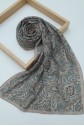 Traditional Floral Patterned Cotton Scarf -Light Mink