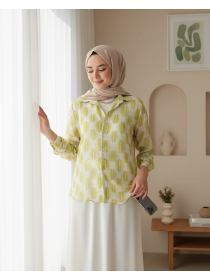 3964 Hafif Dökümlü Saten Gömlek - C.Sarı