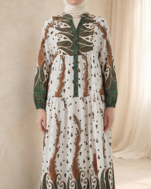 فستان حجاب طويل بنقوش نسائية 2585 