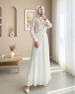 Thick Striped Button-Up Shirt -Powder