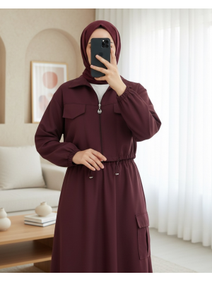 Beli Lastikli Etekli Bonding Takım  -Bordo