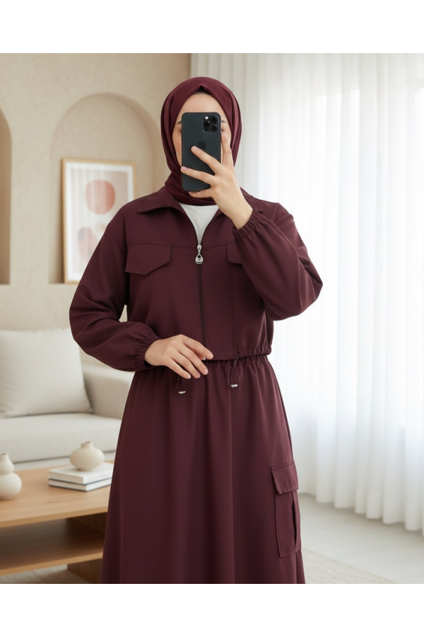 Beli Lastikli Etekli Bonding Takım  -Bordo