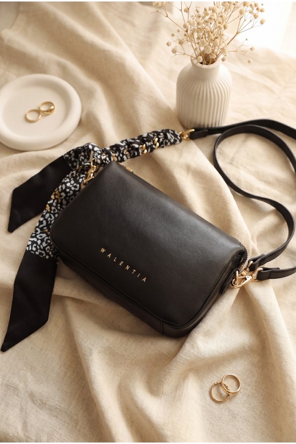 Long-Shoulder Bag with Zipper Compartment -Black