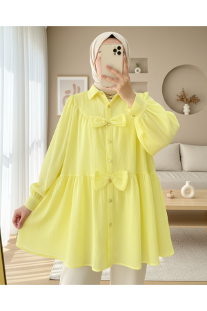 قميص بقطعة مفصلة من القوس الأمامي  -أصفر فاتح