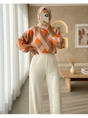 Salaş Triko Pantolon -Taş