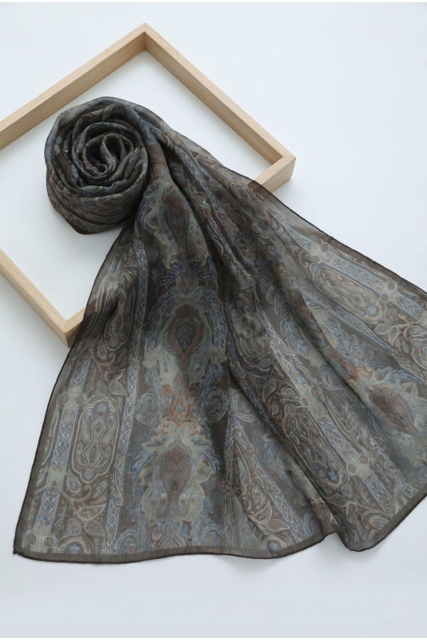 Authentic Striped Traditional Design Cotton Scarf -Dark Coffee