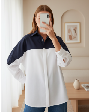 قميص كبير الحجم بلون كتلة 20221 