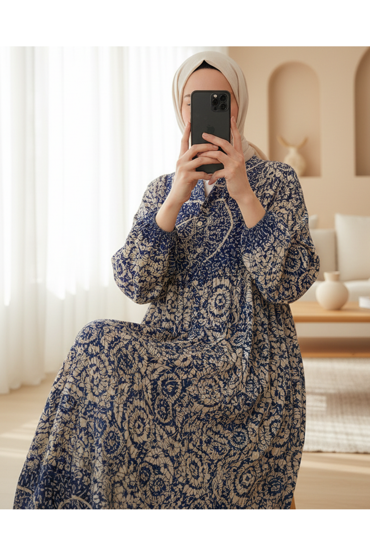 2423 Authentic Patterned Hijab Dress 