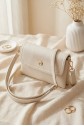 Double Compartment Shoulder Portfolio Bag - Beige