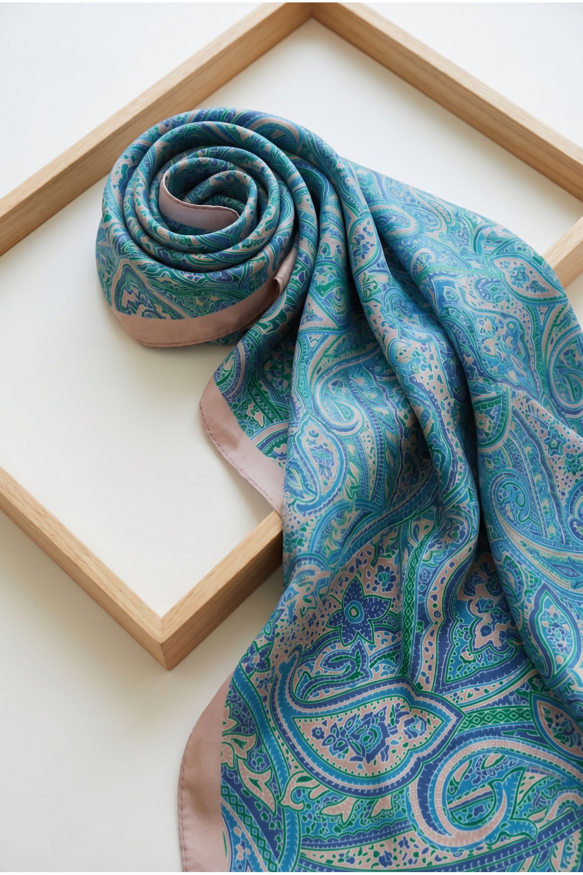 Traditional Floral Patterned Cotton Scarf -Blue