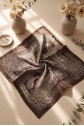 Eskiz Desenli Rayon Eşarp -Koyu Kahverengi