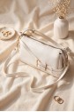 Women's Long-Strap Bag with Front Belt Detail -White