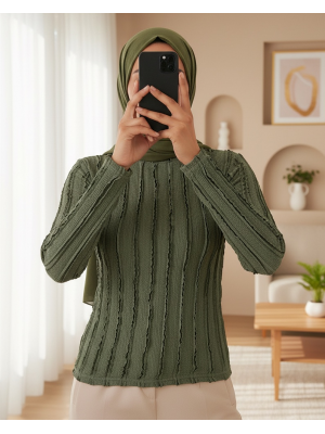 Women's Textured Flexible Knit Blouse 975 