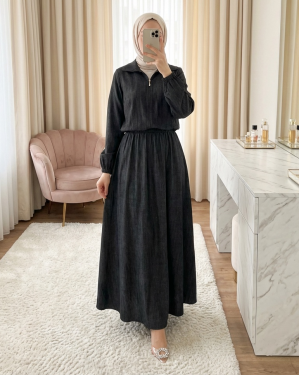 Fermuarlı Gömlek Yaka Kısa Rahat Kap 