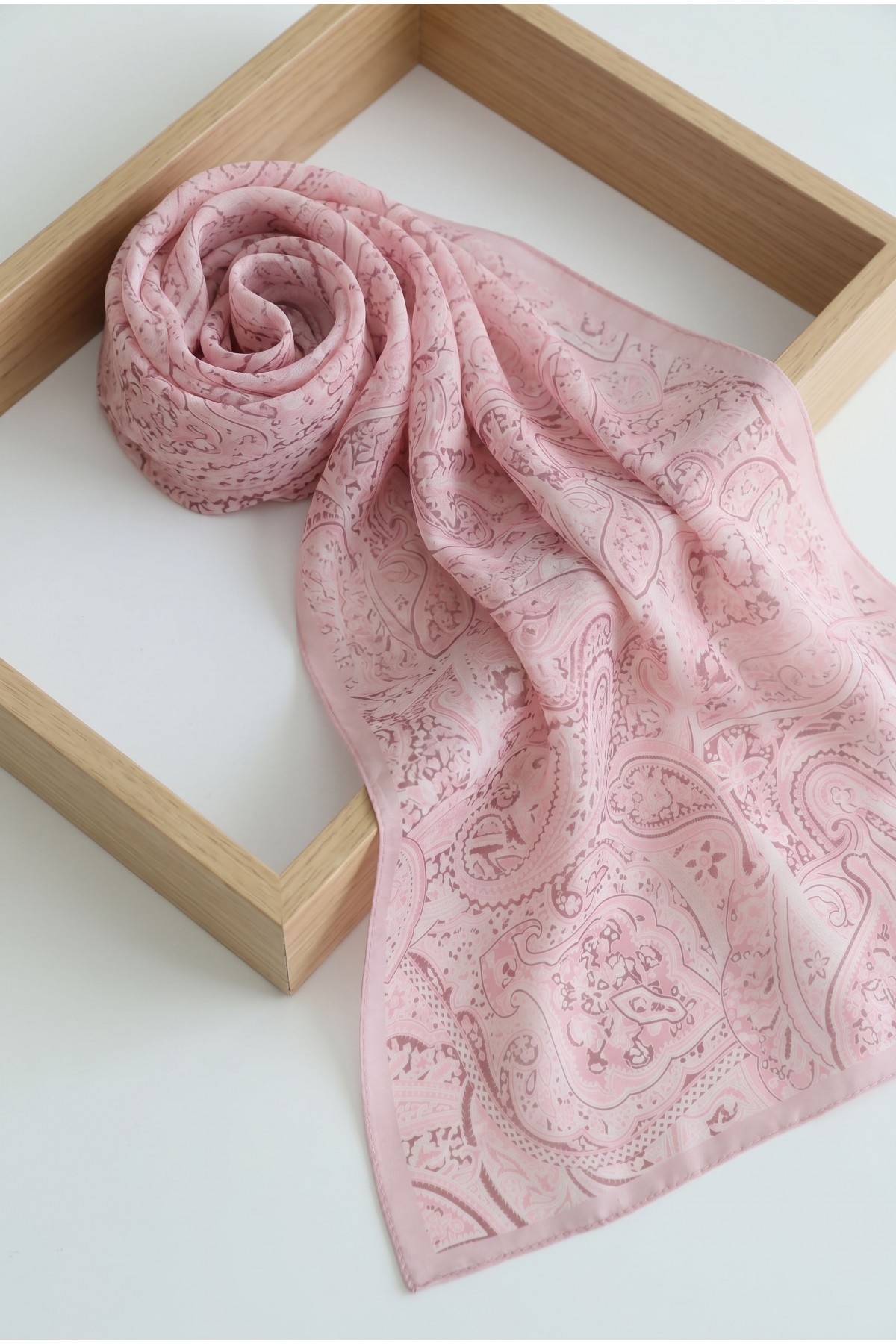 Geleneksel Floral Desenli Coton Şal -Pudra