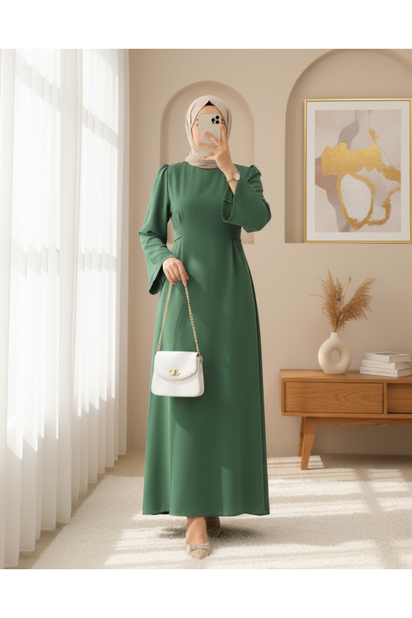 Judge Collar Lace Detailed Dress -Green