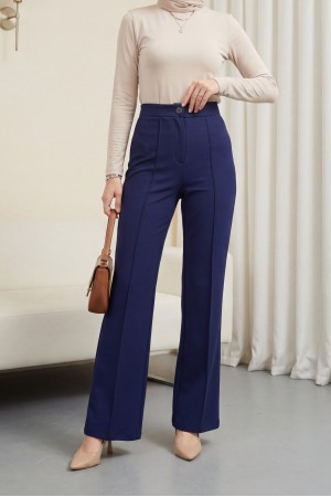 Düğmeli Likralı Pantolon  -Laci