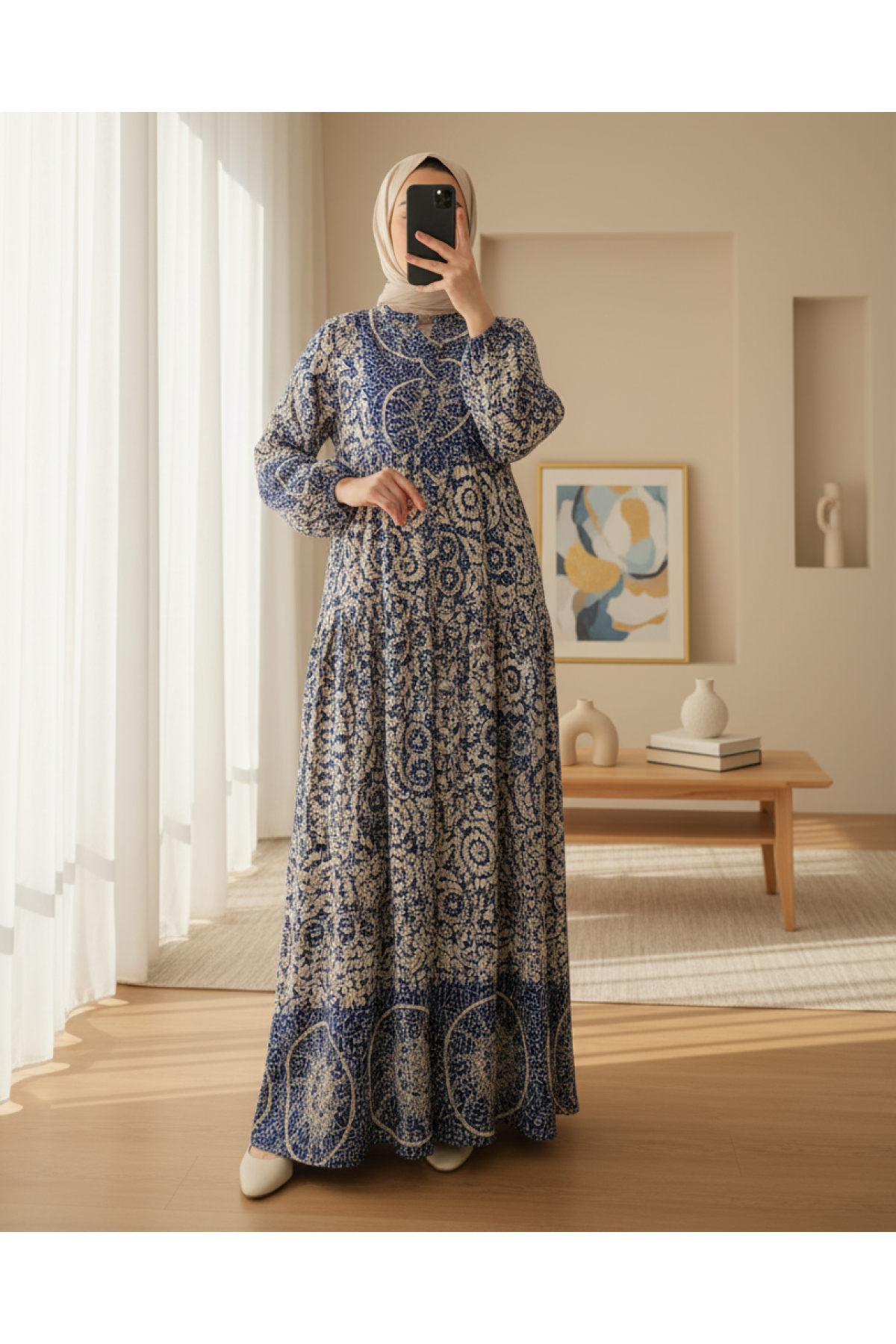 2423 Authentic Patterned Hijab Dress 