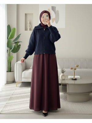 Yarım Boğazlı Fermuarlı Triko Hırka -Laci