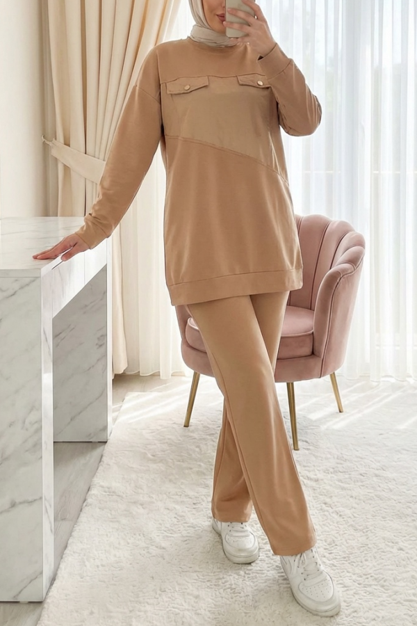 Dafne Cepli Eşofman Beli Lastikli Pantolon İkili Takım 