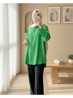 Boydan Düğmeli Gömlek -Yeşil