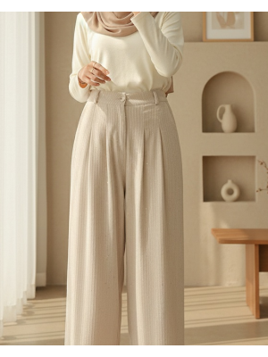 Cepli Bol Paça Pul Detaylı Kadife Pantolon   -Bej