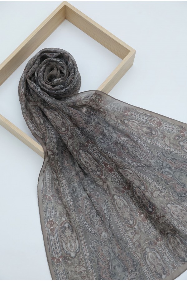 Authentic Striped Traditional Design Cotton Scarf -Mink color